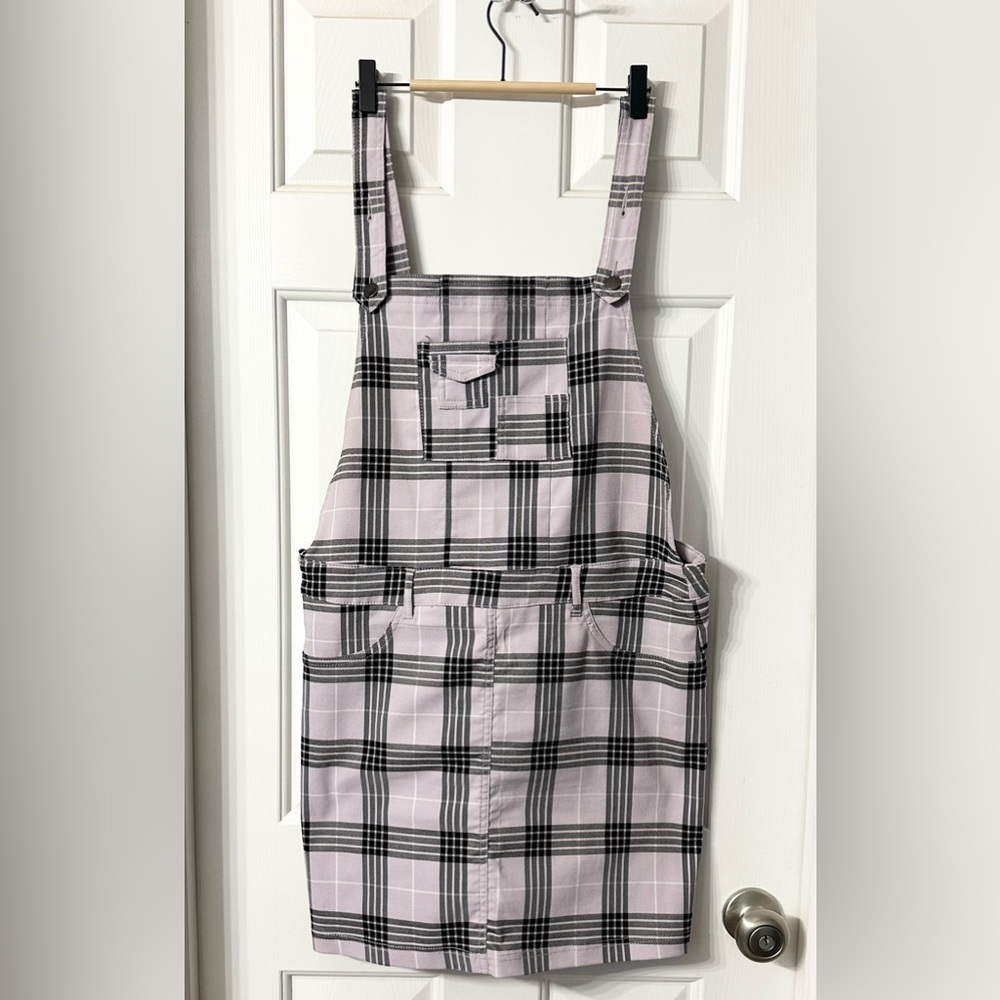Plaid Overall Dress